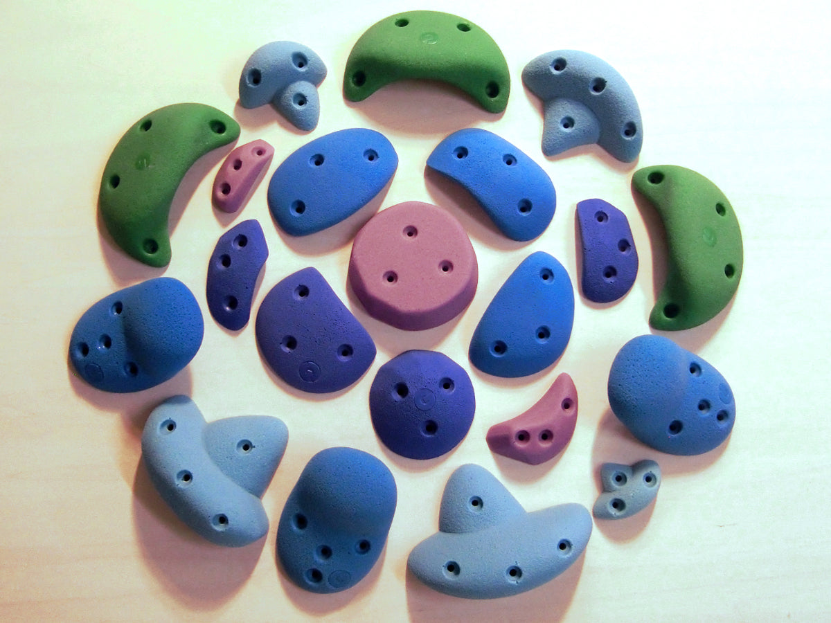 Set of 21 Climbing Holds for Kids(Jugs, crimps, Jibs) Screw On