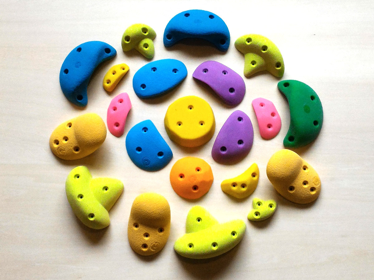 Set of 21 Climbing Holds for Kids(Jugs, crimps, Jibs) Screw On